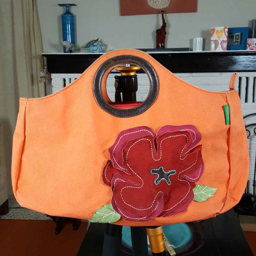 United Colors of Benetton bag w/ suede flower